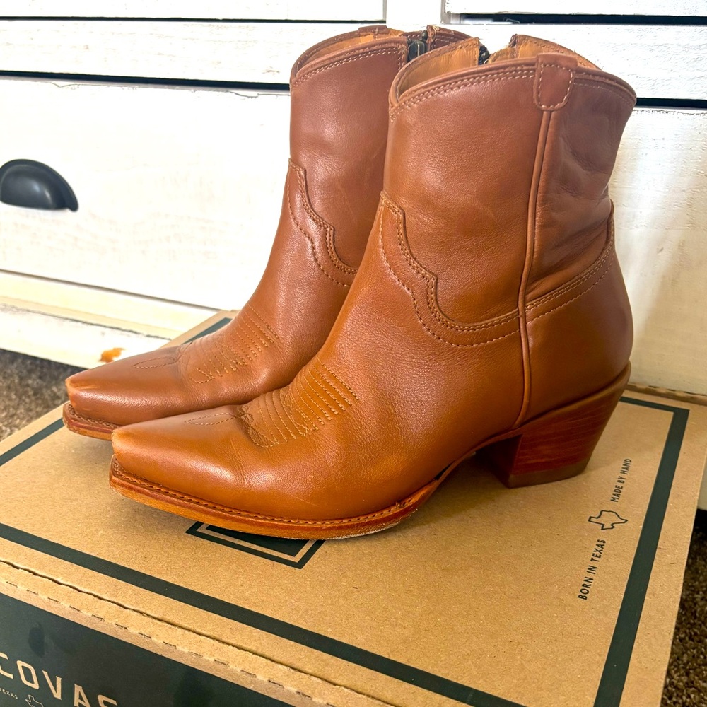 Tecovas Brown Leather Ankle Boots